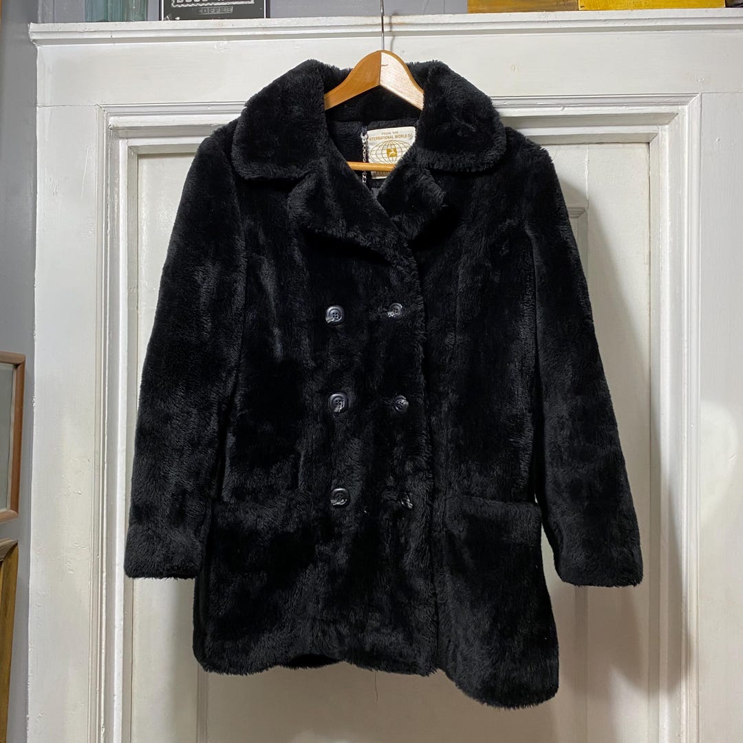 70年代　White stag Vintage ファーコート ダブルブレスト Vintage Faux Fur White Stag Jacket - Etsy Israel