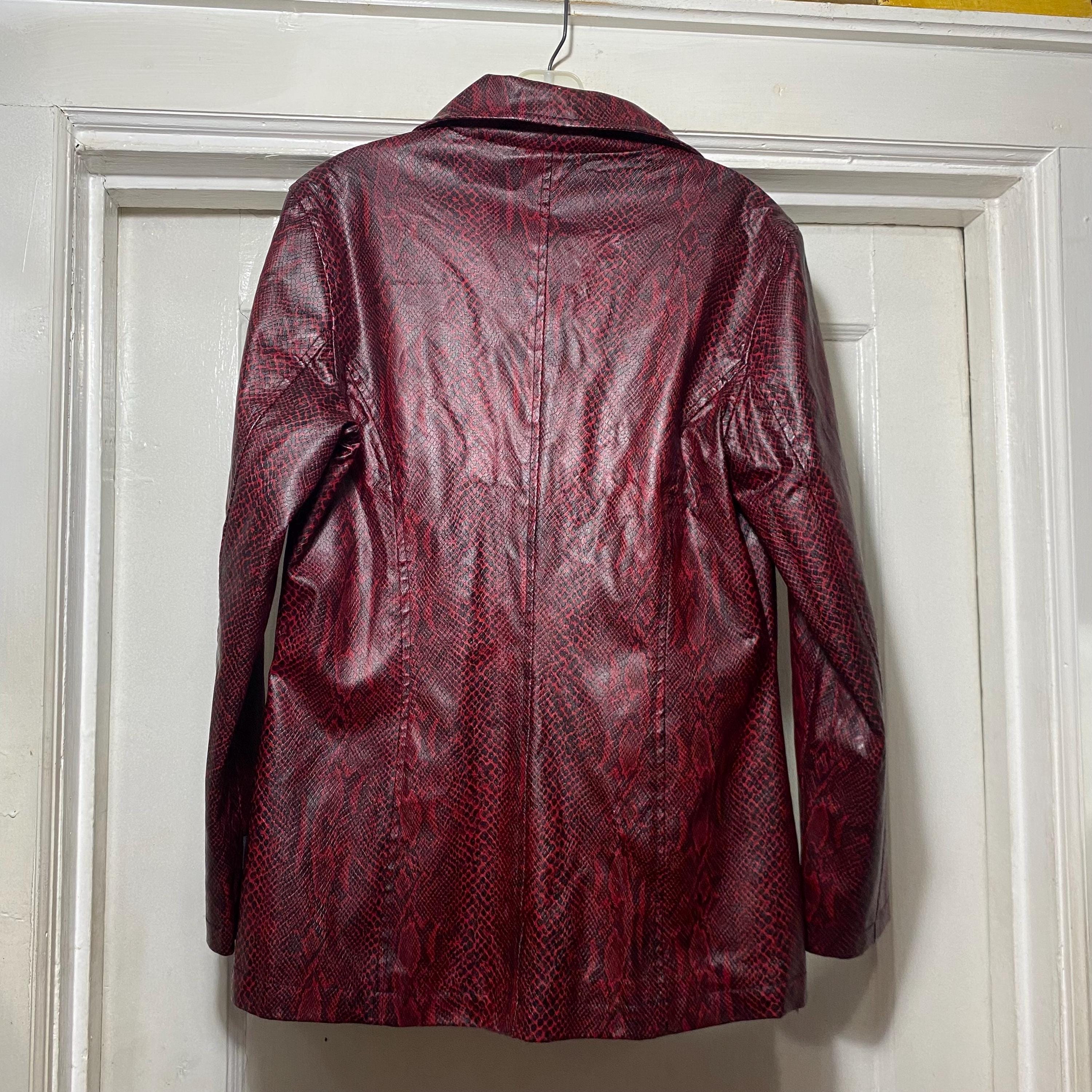 Vintage Pleather Y2k Red Snakeskin Print Jacket - Etsy Denmark