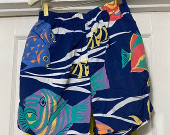 Vintage Fish Print Nautica Swim Trunks