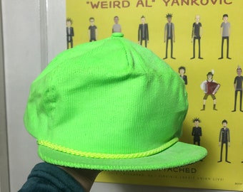 Vintage Neon Green Textured Zipper Back Hat