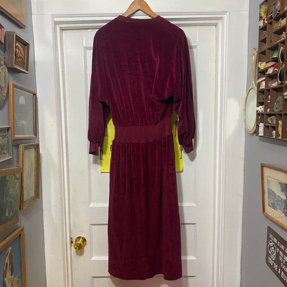 Vintage Jonathan Logan Velour 1970s Maroon Dress - image 5