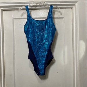 Vintage Shimmery Blue One Piece Swimsuit