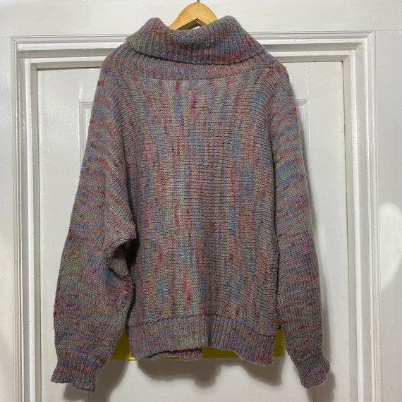 Vintage Pastel Rainbow Turtleneck Batwing Acrylic… - image 4