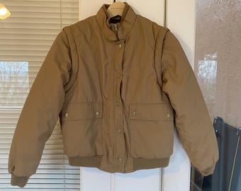 Vintage Sears Workwear Bomber Jacket, Faux Fur Collar, Quilted