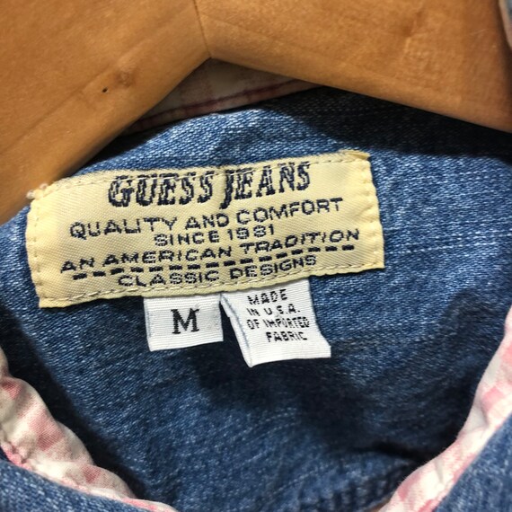 Vintage 90s Guess Jeans Pink Gingham Button Down … - image 4