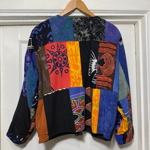 Vintage Colorful Patchwork Boxy Cropped Jacket by Kosi Bali