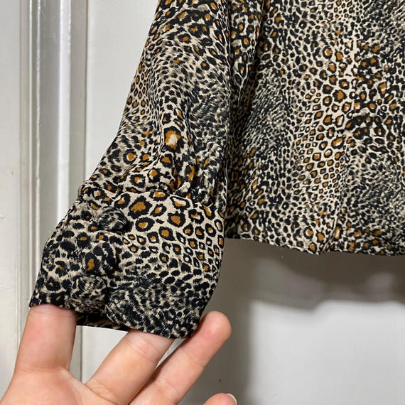 Vintage Leopard Print Button Down Semi Sheer Blou… - image 3
