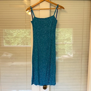Vintage Connected Apparel Blue Sparkly Stretchy 90s/Y2k Dress