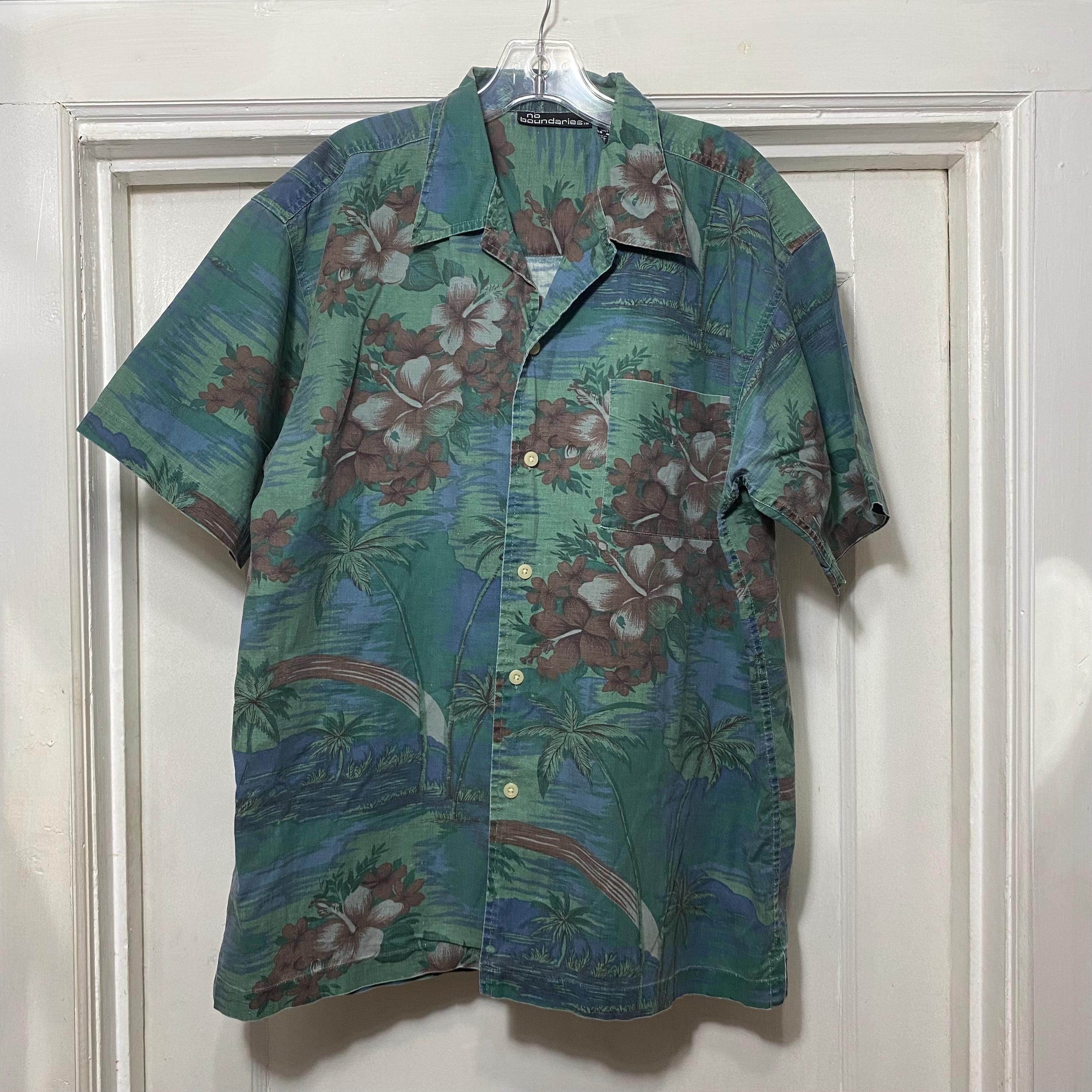 Vintage Hawaiian Print No Boundaries Button Down Shirt