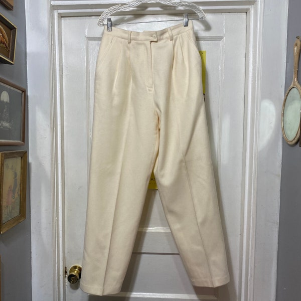 Vintage Cream/White High Waisted Wool Slacks