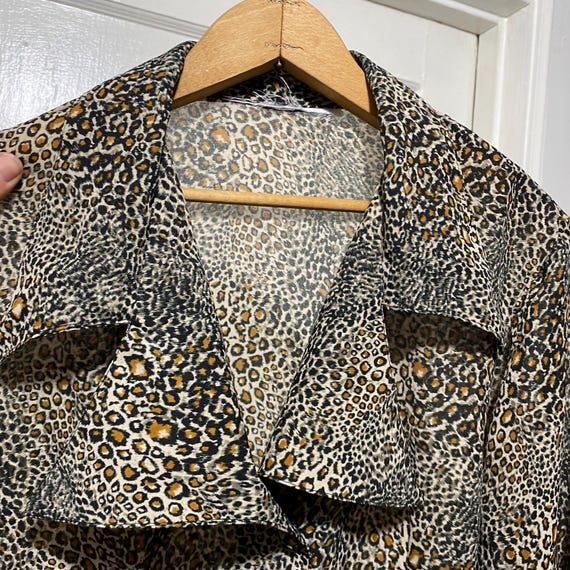 Vintage Leopard Print Button Down Semi Sheer Blou… - image 5