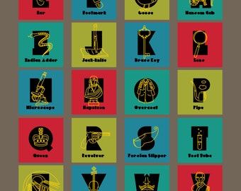 Póster del alfabeto Sherlock Holmes de la A a la Z