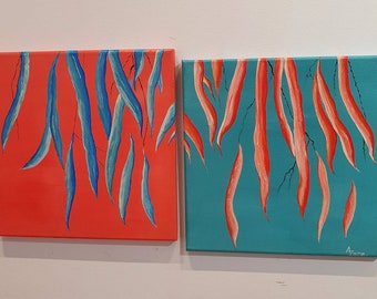 Autumn Gums - 2 PANELS 1 schilderij - acryl op canvas door Australische kunstenaar AnnMaree