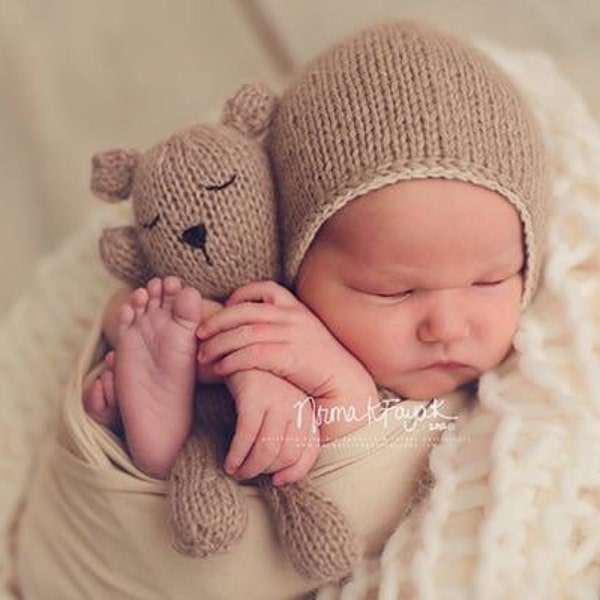 Knit Bear Toy - Knit Bear Newborn Prop - Knit Softie Bear
