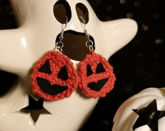 Lil Jack O'Lantern Knitted Earrings