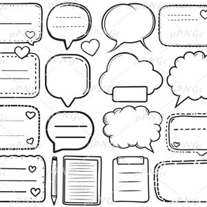 Tekstballon clipart bundel SVG - handgetekende doodle frames, Cricut-bestand, scrapbooking stickers en notitiesjablonen
