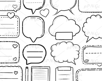 Lot de cliparts Doodle bulle : cadres dessinés à la main (SVG, PNG, PDF)