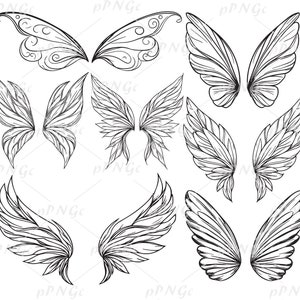 Fairy Angel Wings Clipart Bundle SVG, Cricut File, Wings PNG, PDF for Digital Download, Fantasy, Scrapbooking, Tattoo Design, diy Crafts