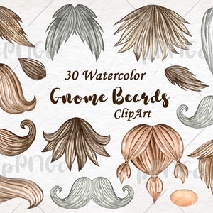 Watercolor gnome beards clipart, Moustache Watercolor Clipart, beards png, Photo Props, Instant Download, Watercolor Design Elements