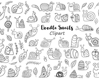 Doodle Snails Clipart: Snail Vector Graphics (Digital Download)