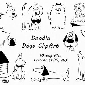 Doodle Dogs Clipart, hand drawn dogs, line art, Digital dogs clipart, png, vector, eps, ai, For Personal and Commercial Use
