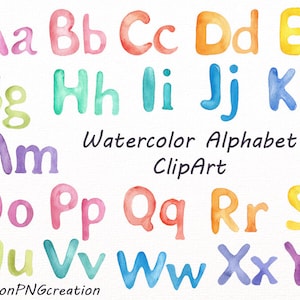 Aquarell Alphabet ClipArt, Aquarell Buchstaben, Regenbogen Alphabet, Digitales Alphabet, PNG, Aquarell, für persönlichen und kommerziellen Gebrauch
