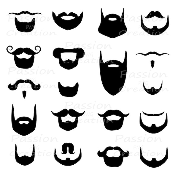 Digital beard clip art, clipart , Beard silhouette, card, scrapbooking, photo prop, photo booth prop