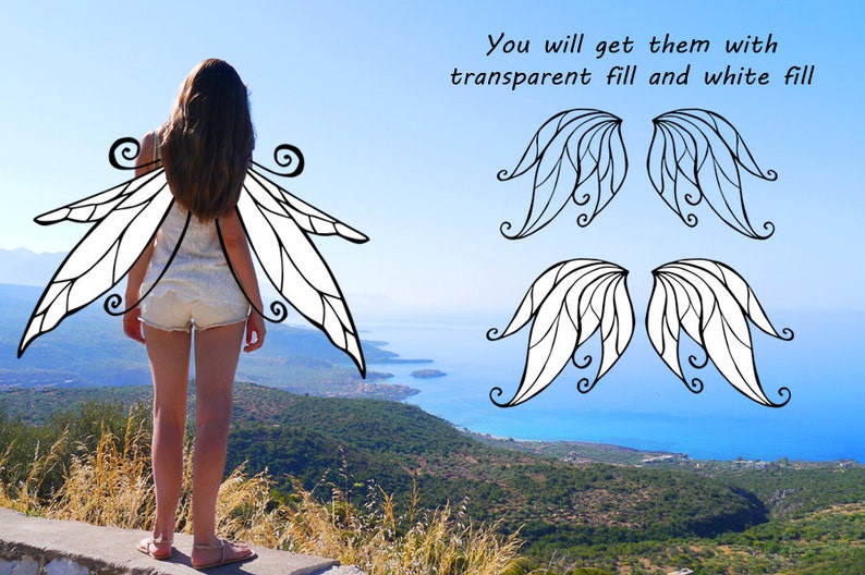 Doodle wings clip art Hand drawn butterfly wings EPS Photo props vector for Personal and Commercial Use Fairy Wings Clipart PNG AI