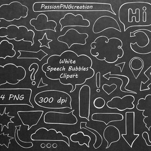 Witte tekstballonnen clipart, comic, Cartoon Cloud-illustraties, PNG, Comics clipart, digitale tekstballonnen, voor persoonlijk en commercieel gebruik