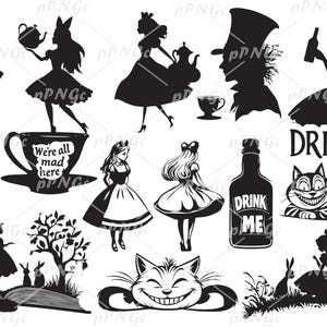 Clipart de Alice no País das Maravilhas | Arquivos SVG, PNG, PDF | Personagens de Fantasia, Download Instantâneo, Arquivos para Cricut, para Uso Pessoal e Comercial