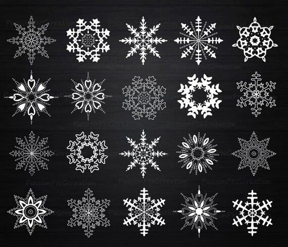 White Snowflakes Clipart, Christmas Clipart, Snowflakes Clip Art,  Chalkboard Clipart, Chalkboard Snowflakes, Personal and Commercial Use 