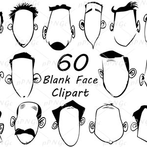 Imágenes prediseñadas de caras en blanco con garabatos: crea emojis de personajes, íconos de emociones, elementos de diseño creativo, archivos vectoriales y png