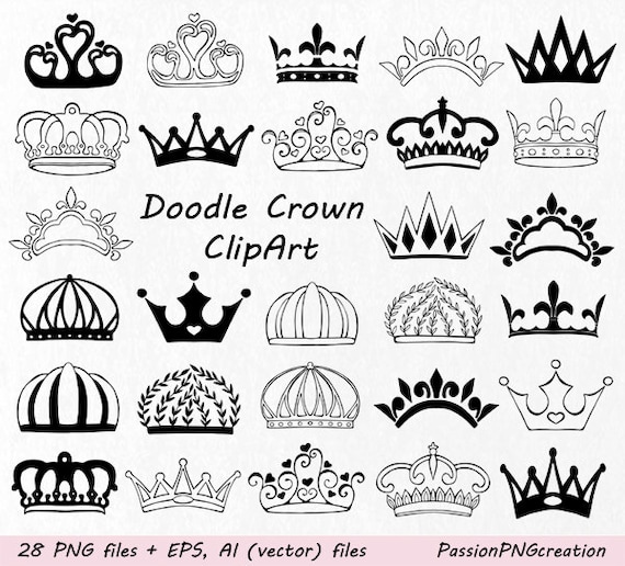 Sketch crowns hand drawn king queen crown Vector Image