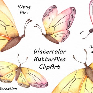 Watercolor Butterflies Clipart, Watercolour butterfly clip art, transparent background, digital watercolor, For Personal and Commercial use