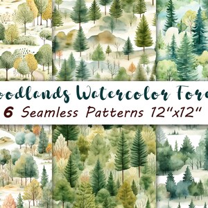Aquarell Wald Wald nahtlose Muster - Natur inspirierte Designs für kreative Projekte, für den persönlichen und kommerziellen Gebrauch