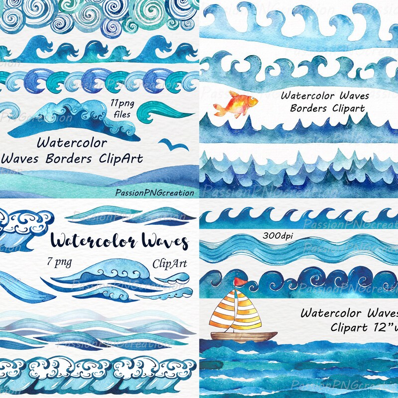 Wave Borders - Etsy