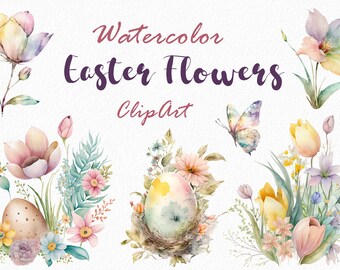 Easter flowers clipart, floral arrangement clipart, leaves, eggs. Easter floral composition, instant download. Spring png