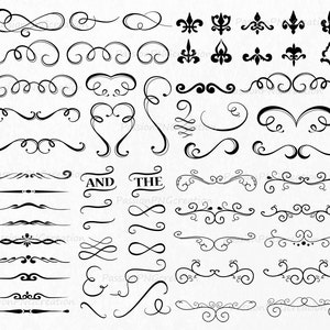 Divider Elements, Digital Clipart, Hand Drawn, png, Vector, Design Elements, Borders Clip art, Personal and Commercial Use
