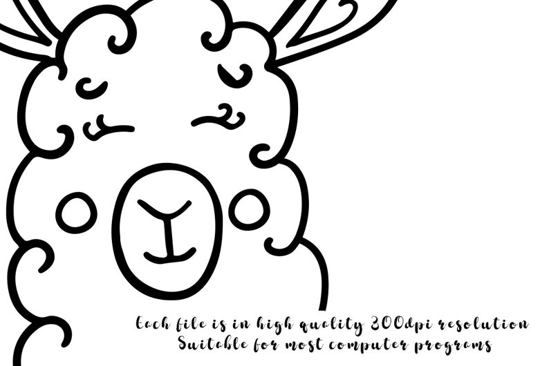 Doodle Llama Clipart, llama clip art, png, eps, ai, vector, llama silhouettes, digital stamps, instant download, Personal and Commercial Use image 2