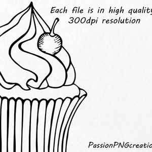 Outline Cupcake Clipart, Doodle Cupcakes Clip art, Hand drawn cupcake clip art, PNG, EPS, vector clipart, For Personal and Commercial use image 2