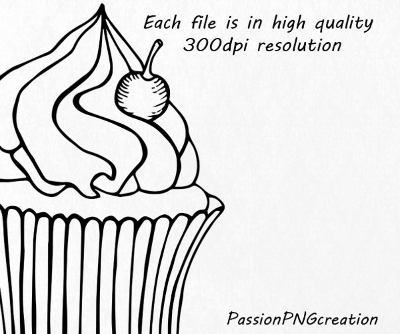 Outline Cupcake Clipart, Doodle Cupcakes Clip art, Hand drawn cupcake clip art, PNG, EPS, vector clipart, For Personal and Commercial use image 2