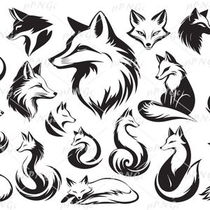 Fox SVG Bundle | Fox Silhouette Clipart | Woodland Animal Cricut Files | Tribal Fox Designs | Bundle SVG for DIY Crafts & T-Shirts, logo