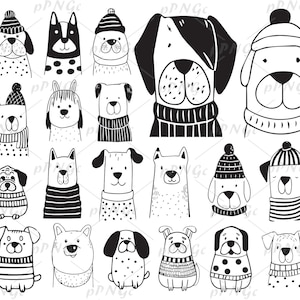 facce di cani nei vestiti, set di clipart SVG, illustrazioni di cani, grafica per animali domestici, pagina da colorare, file per Cricut, per uso personale e commerciale