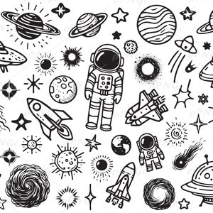 宇宙 SVG、惑星 SVG、銀河 SVG、宇宙飛行士 SVG、太陽系クリップアート、月 SVG、PNG JPG PDF Ai、個人および商用利用可