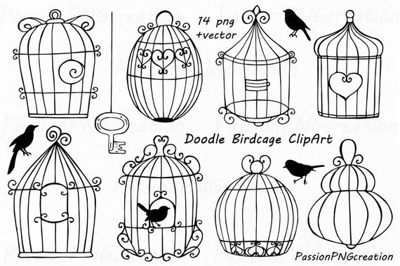 Clipart De Cage à Oiseaux Cages à Oiseaux Inséparable Oiseau Cage Clip Art Png Eps Ai De Mariage De Doodle Vector Dessiné à La Main Pour