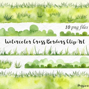 Aquarell Gras Ränder Clipart, Clip Art Aquarell Gras Ränder, Digital, Instant Download, Wiese, PNG, persönlichen und kommerziellen Gebrauch