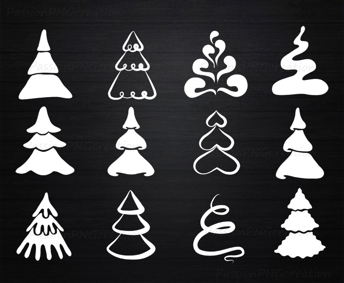White Christmas Tree clipart Vector EPS PNG files Diy Cut | Etsy