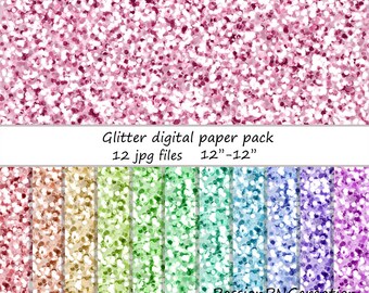 Digital Glitter Paper pack, Glitter Texture, Glitter background, Digital paper, Colorful Glitter,  Personal and Commercial Use