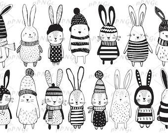 Bunny Clipart Set: Rabbit Illustrations, Pet Graphics (SVG, PNG, PDF)