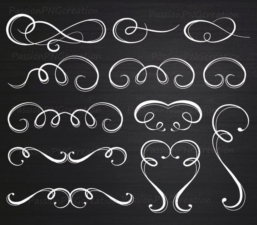 White Divider Elements Digital Clipart EPS Hand Drawn | Etsy